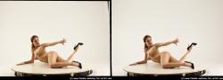 Nude Woman White Laying poses - ALL Slim Laying poses - on side long brown 3D Stereoscopic poses Pinup